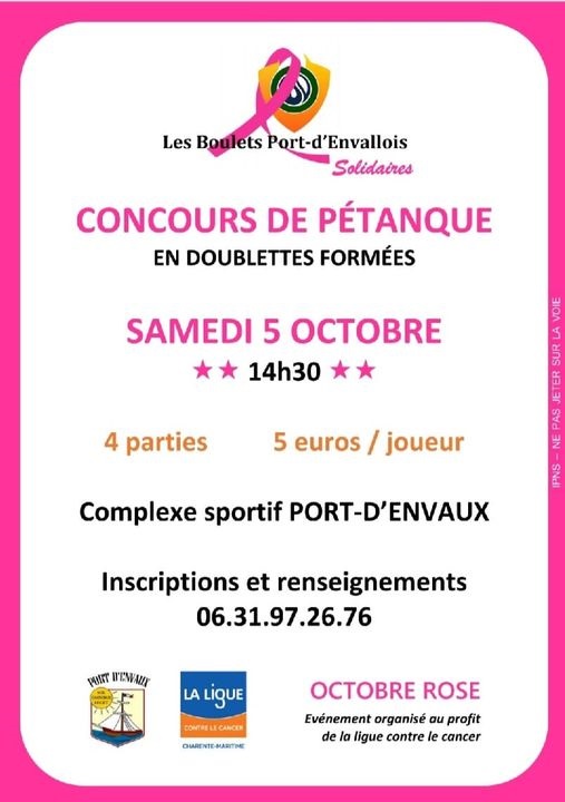 octobre rose pétanque concours 2024